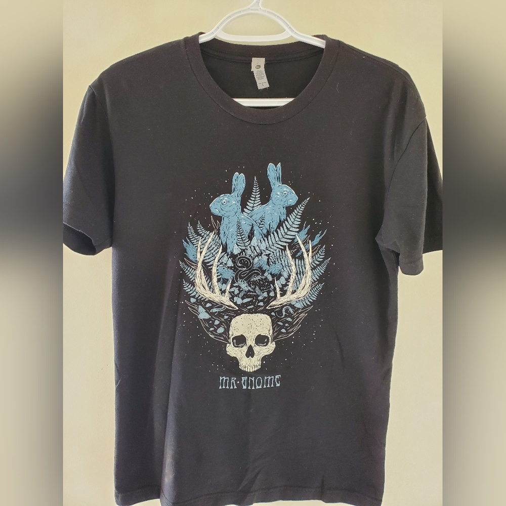 Black Mr. Gnome band Forest Skull T-Shirt